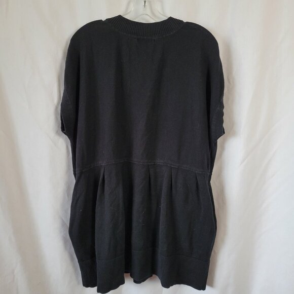 Daisy Fuentes Sweater Black Cap Sleeves Button up classic Knit 1X Plus Retro - Picture 7 of 10